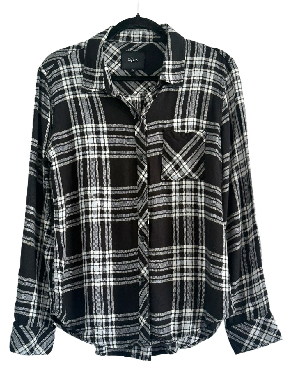 Rails Black and White Plaid Button-Up Shirt Medium